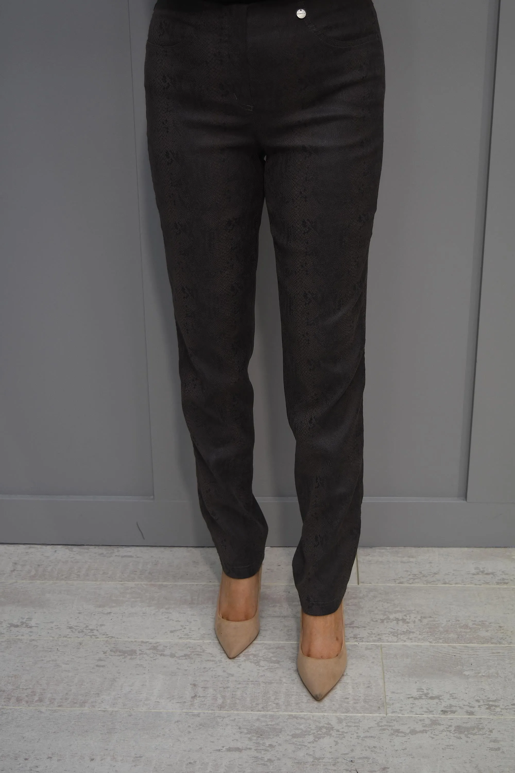 Robell Bella Brown Snake Print Full Length Trouser - 51690 54493 38