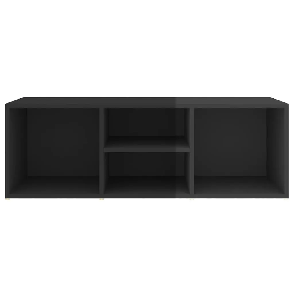 Shoe Storage Bench High Gloss Black 105x35x35 cm Engineered Wood