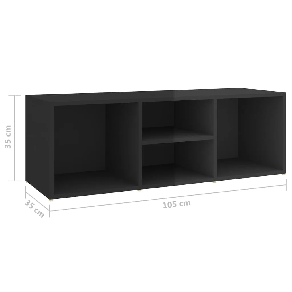 Shoe Storage Bench High Gloss Black 105x35x35 cm Engineered Wood