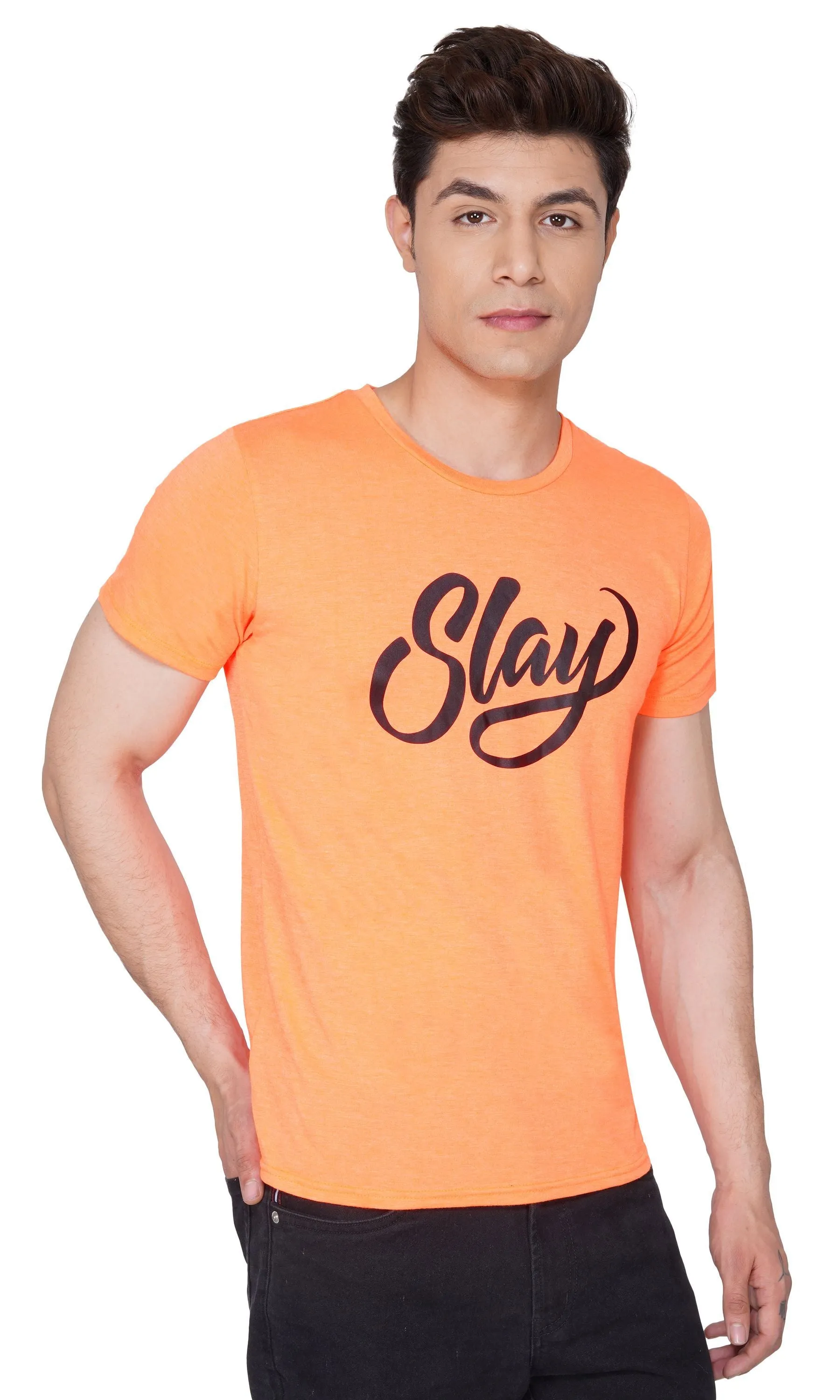 SLAY. Sport Men's Printed Neon Orange T-shirt