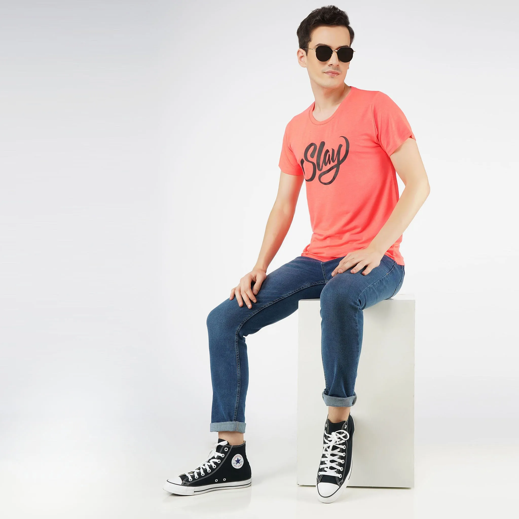 SLAY. Sport Men's Printed Neon Pink T-shirt