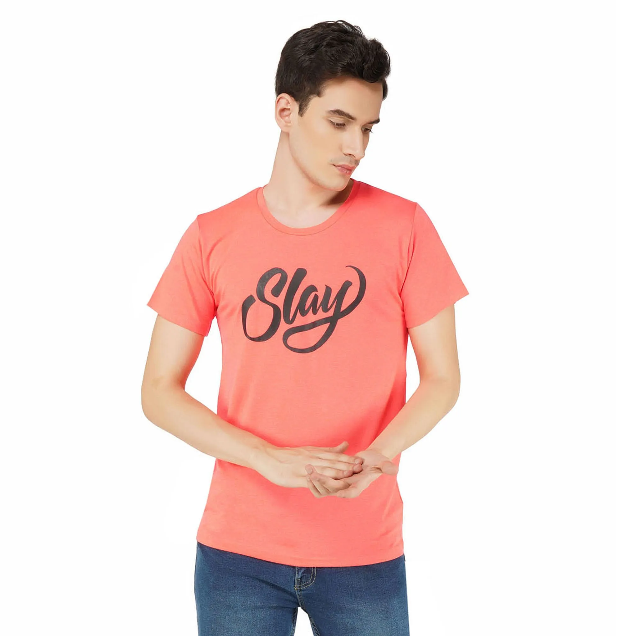 SLAY. Sport Men's Printed Neon Pink T-shirt