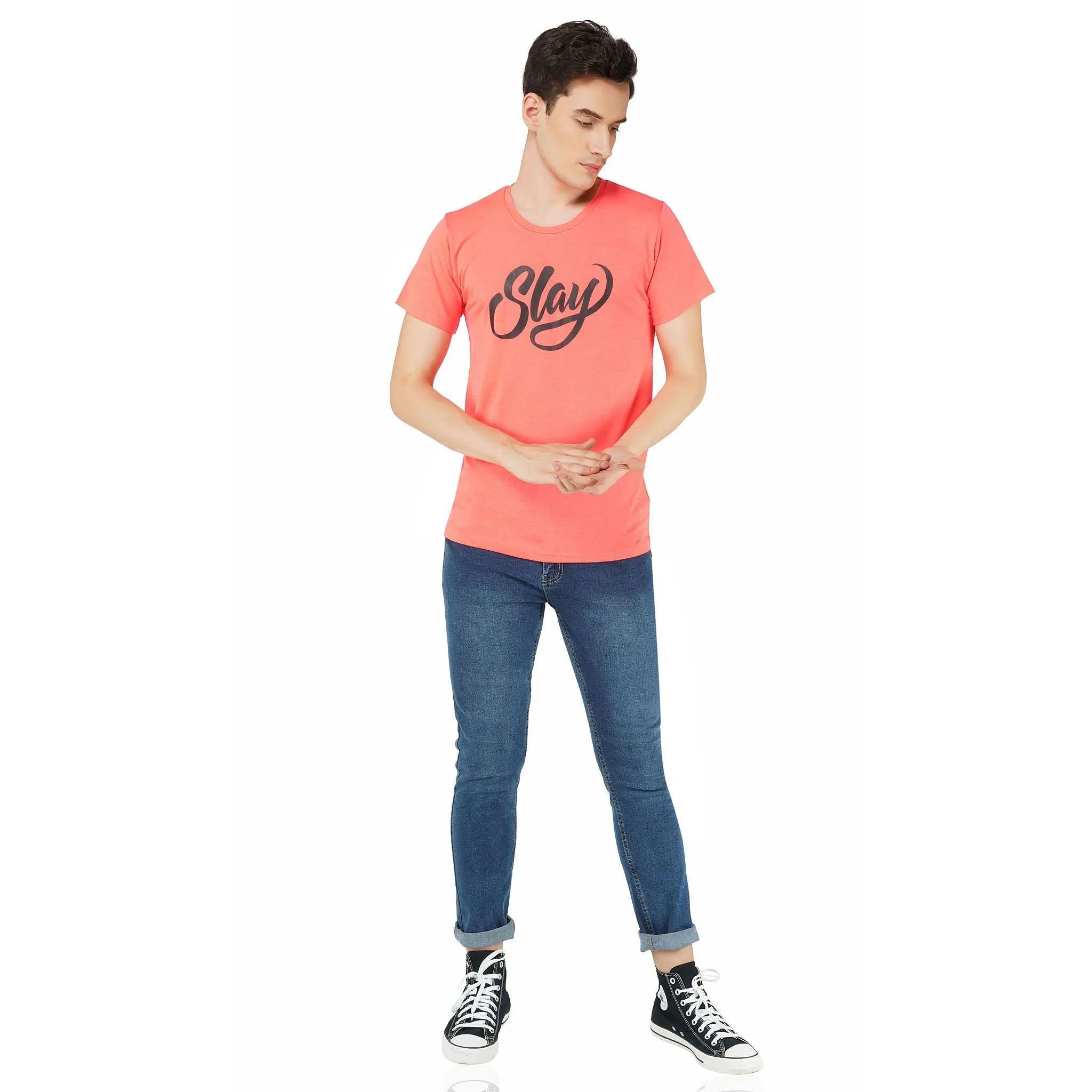 SLAY. Sport Men's Printed Neon Pink T-shirt