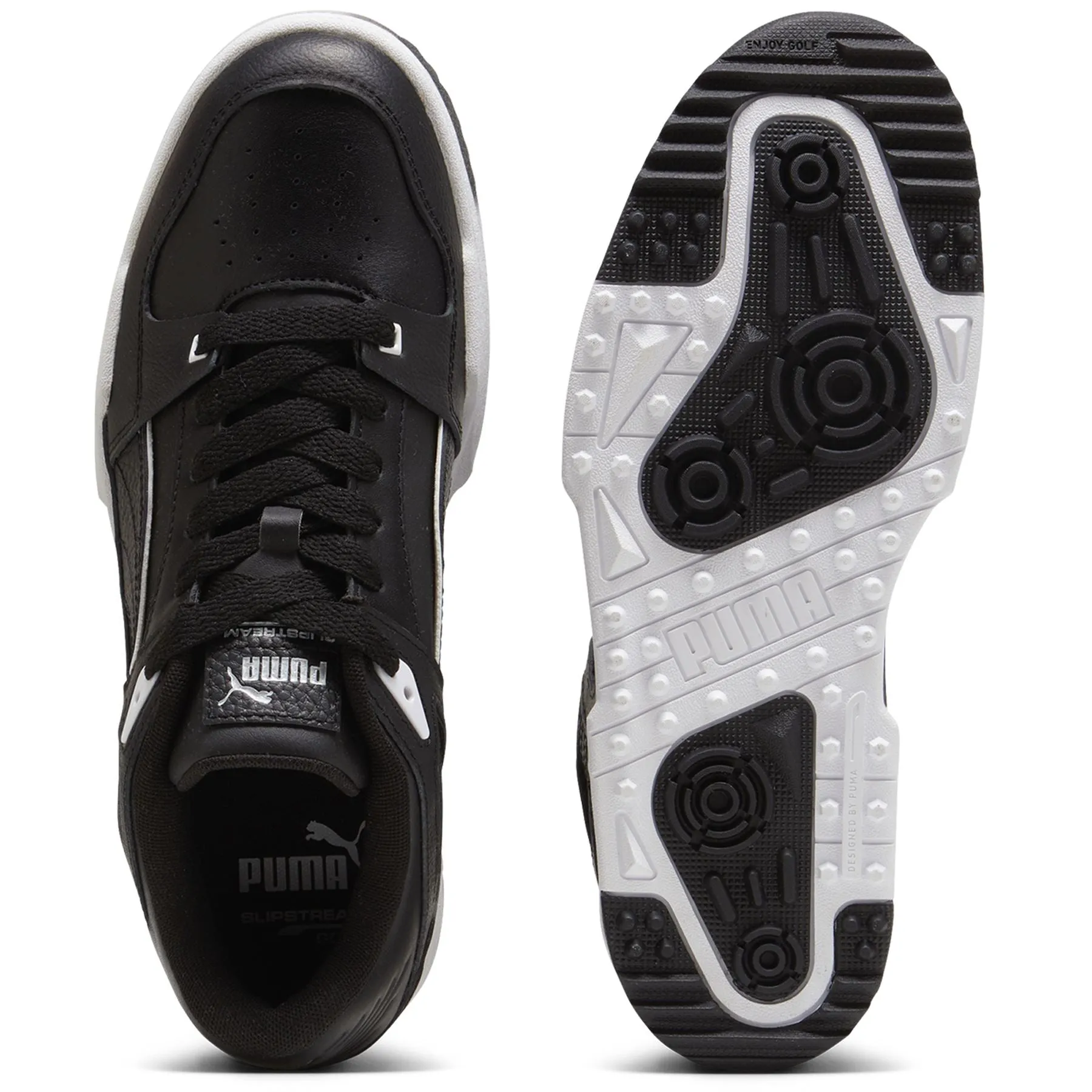 Slipstream Leather Spikeless Waterproof Golf Shoes Black/White - AW24