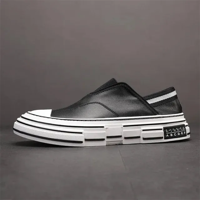 Solid Genuine Leather Slip-On Shoes