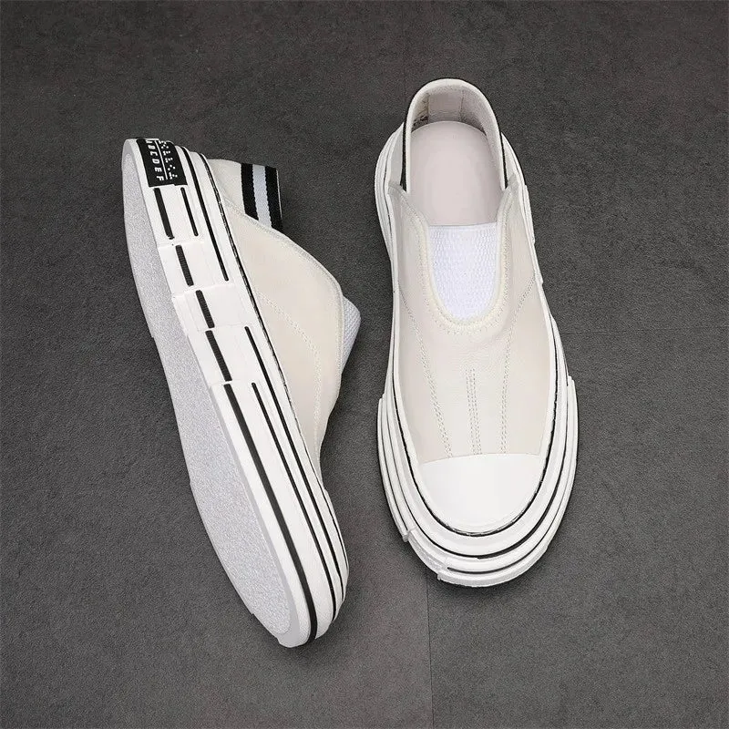 Solid Genuine Leather Slip-On Shoes