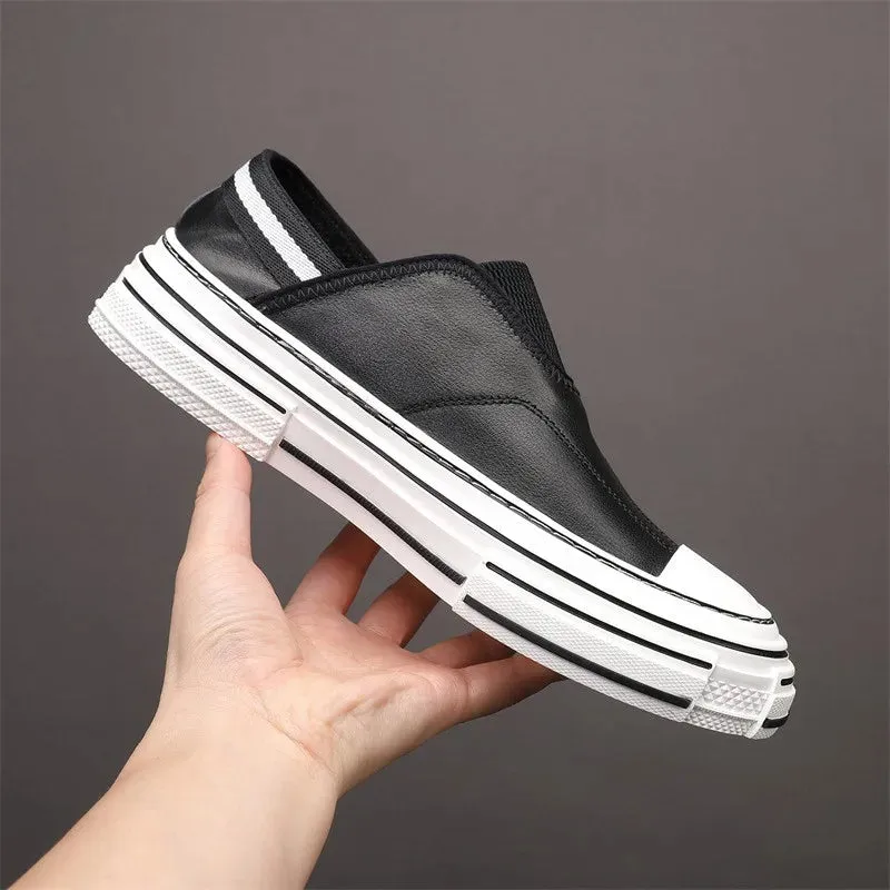 Solid Genuine Leather Slip-On Shoes