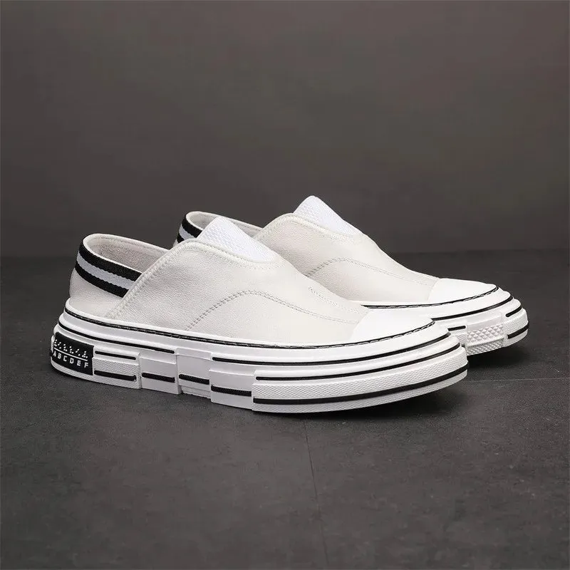 Solid Genuine Leather Slip-On Shoes