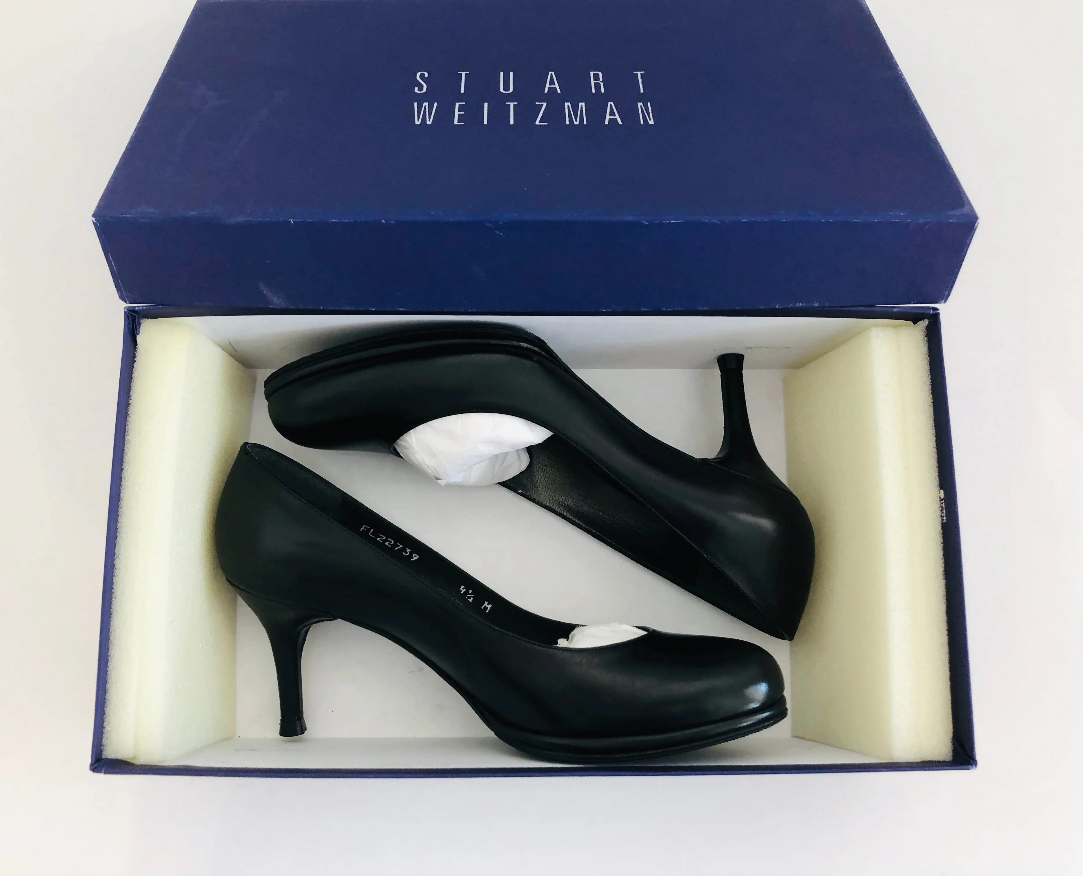 Stuart Weitzman Black Leather Heels Size 4.5 (NWT)