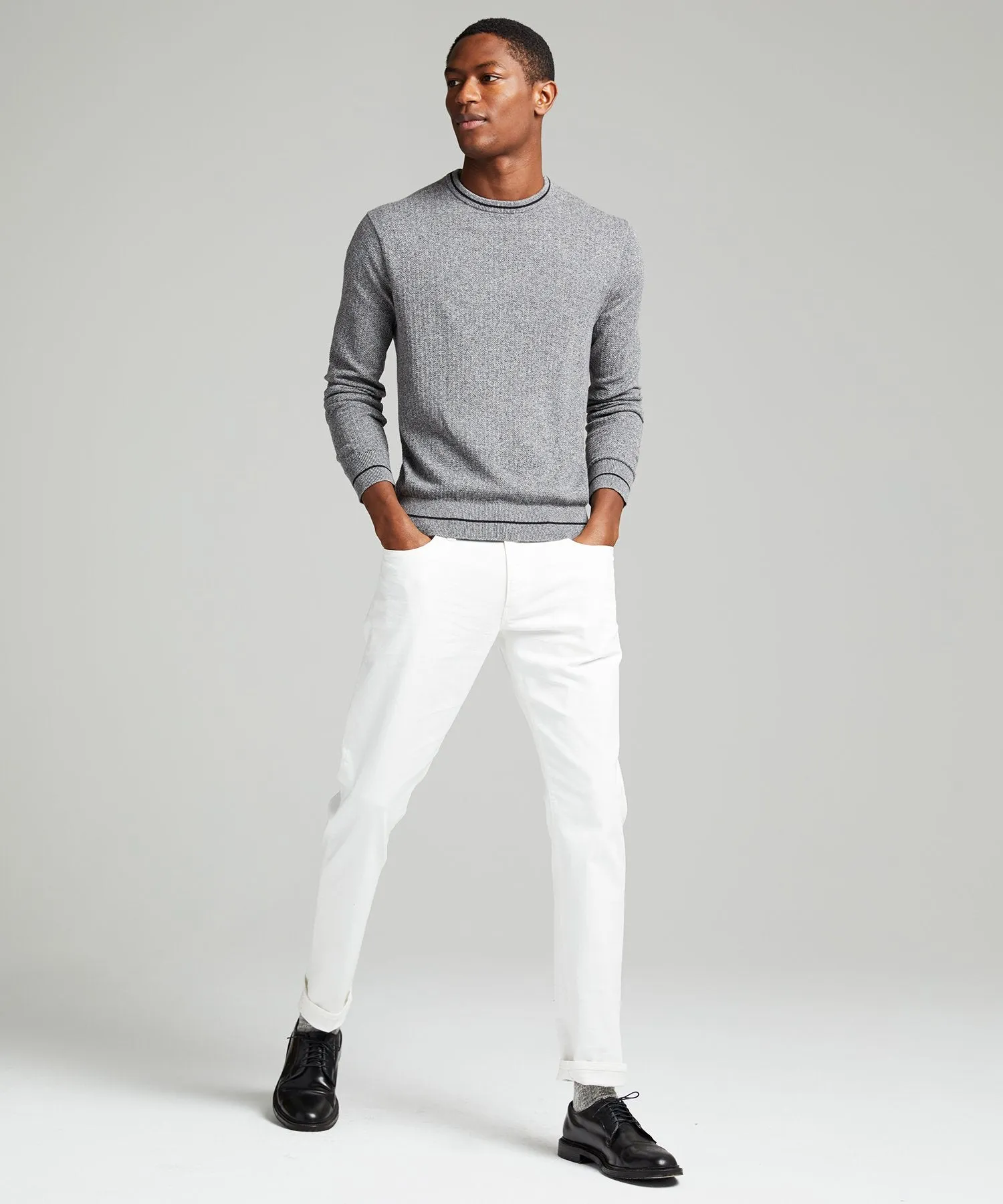 Textured Tipped Sweater in Heather Grey