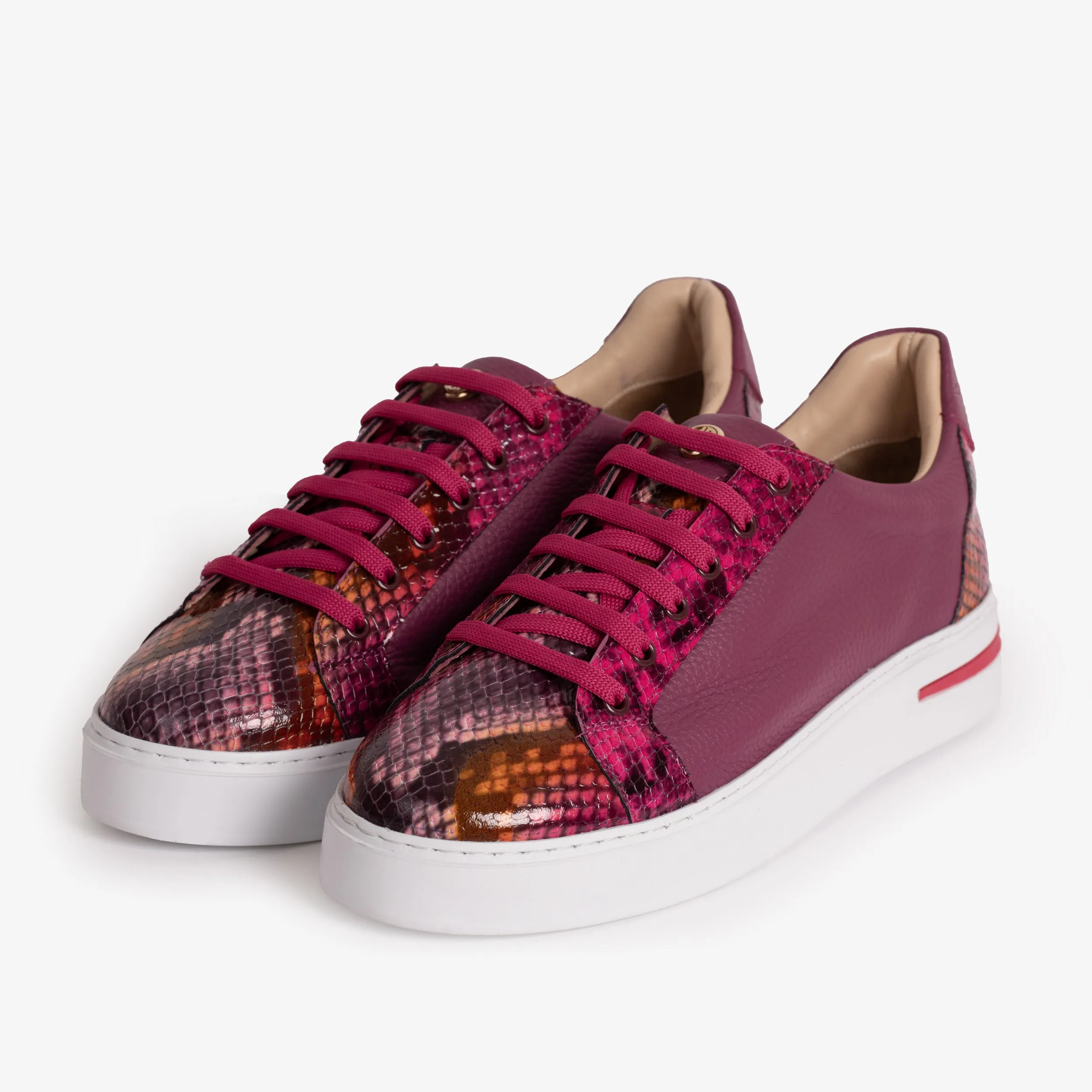 The Burano Purple & Fuchsia Leather Women Sneaker