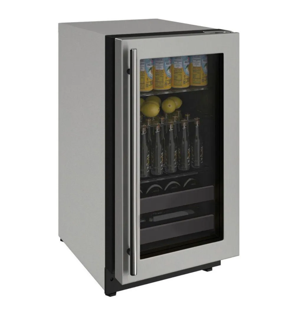 U-Line U2218BEVS15A 2218bev 18" Beverage Center With Stainless Frame Finish and Left-hand Hinge Door Swing and Lock (115 V/60 Hz)