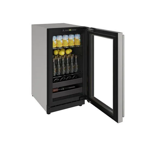 U-Line U2218BEVS15A 2218bev 18" Beverage Center With Stainless Frame Finish and Left-hand Hinge Door Swing and Lock (115 V/60 Hz)