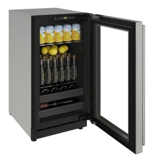 U-Line U2218BEVS15A 2218bev 18" Beverage Center With Stainless Frame Finish and Left-hand Hinge Door Swing and Lock (115 V/60 Hz)