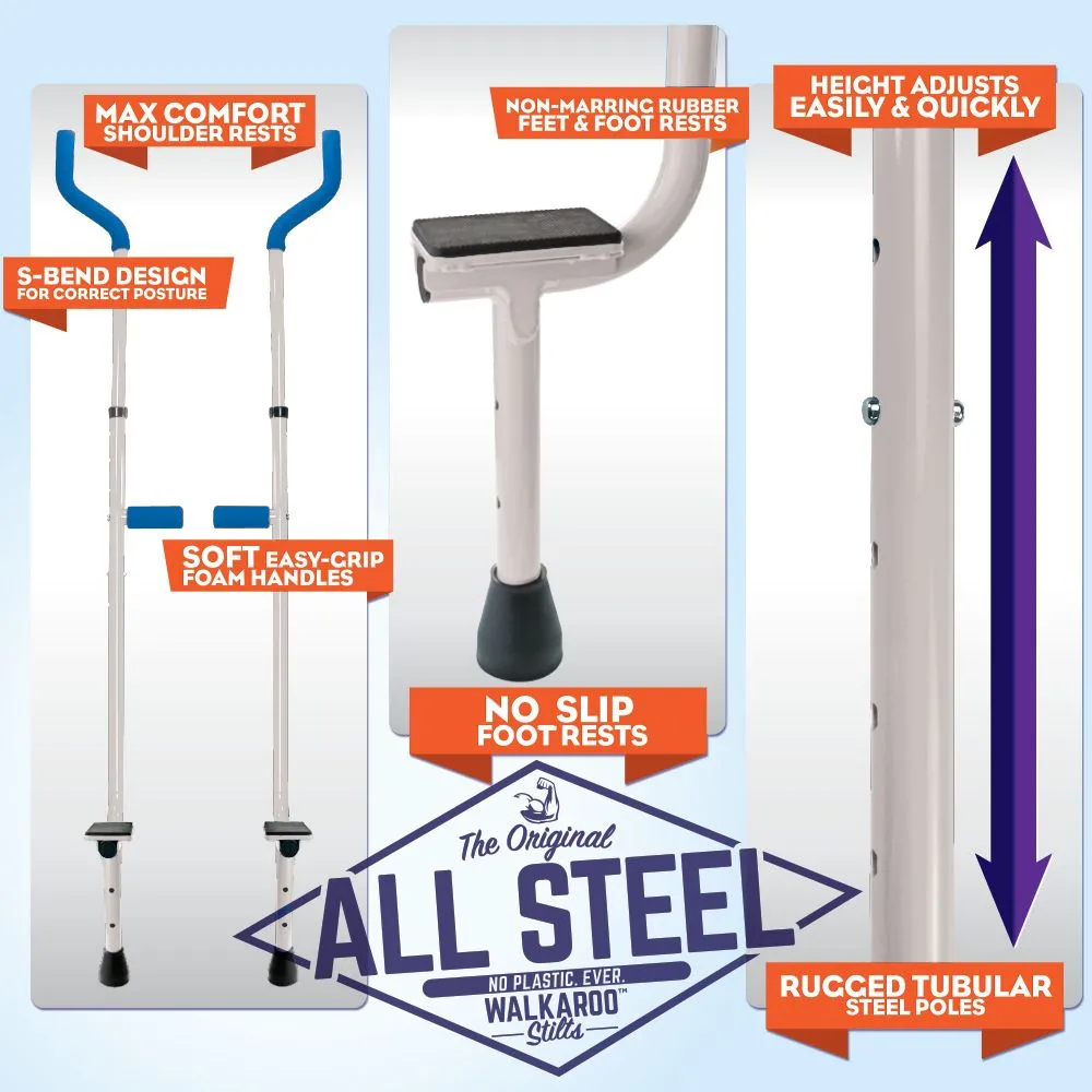 Walkaroo Original Balance Stilts with Ergonomic Design by Air Kicks (Steel)