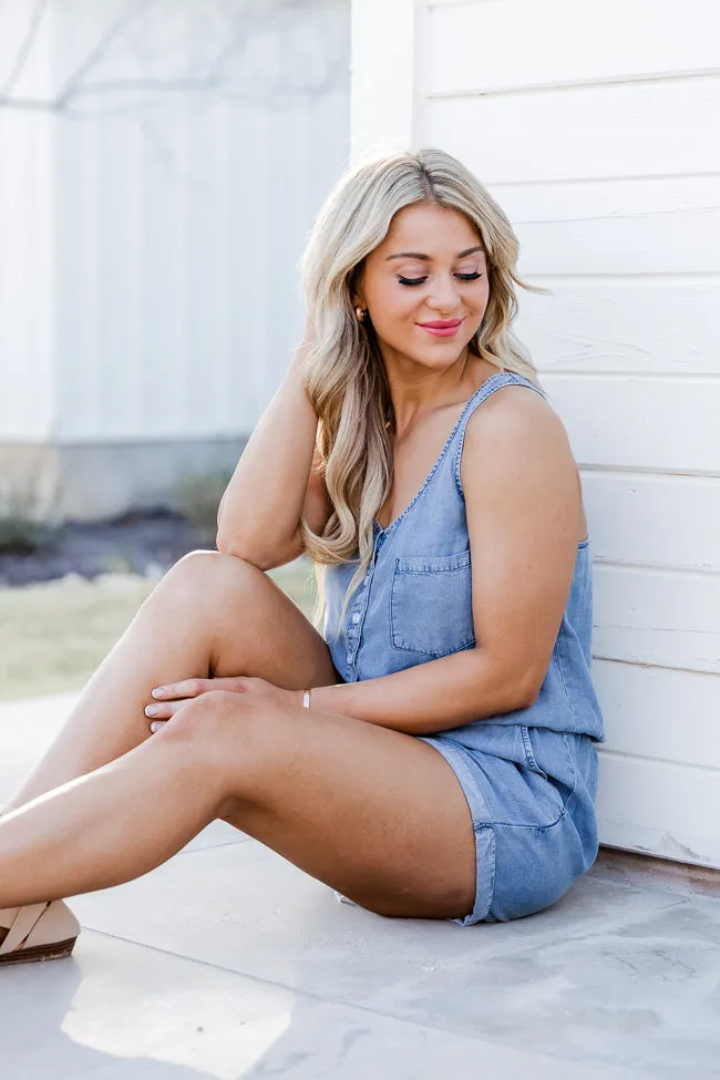 Walking Away Navy Chambray Romper FINAL SALE