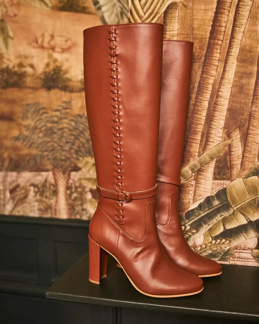 Westminster Vegan Leather Knee Boots | Camel