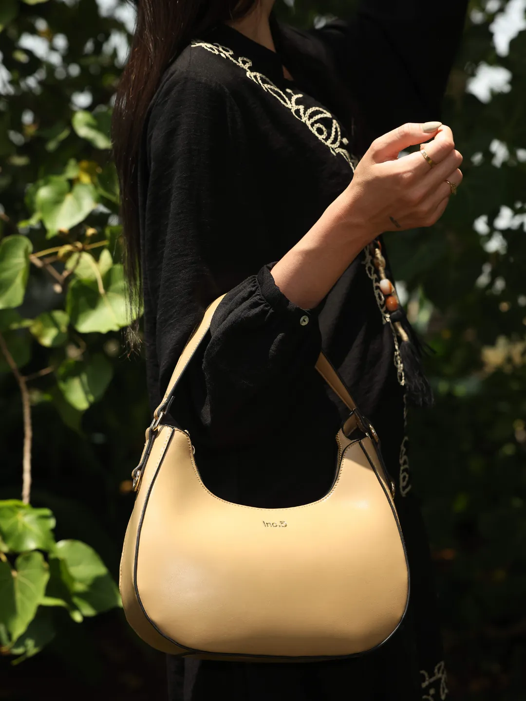 Women Dark Beige Half Moon Shoulder Bag