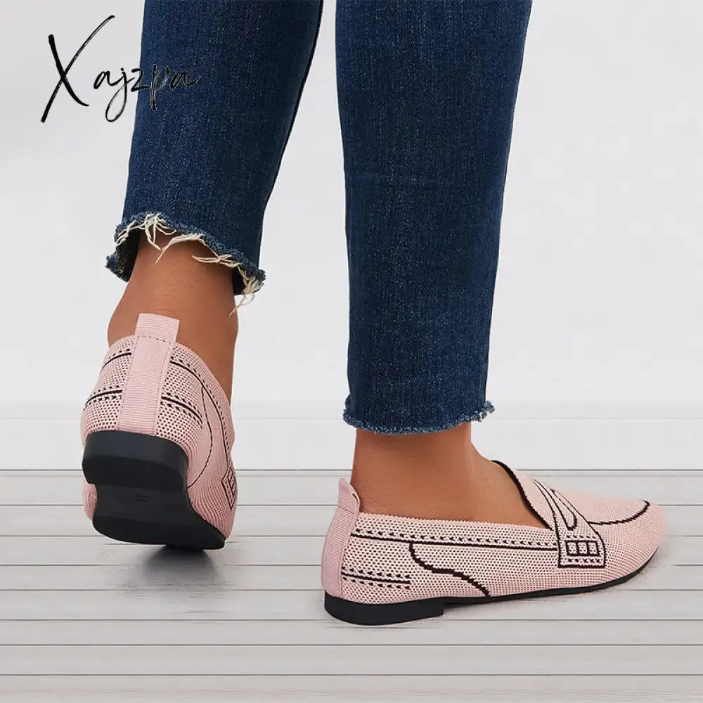 Xajzpa - Casual Pointed Toe Ballet Flats Knit Formal Walking Shoes