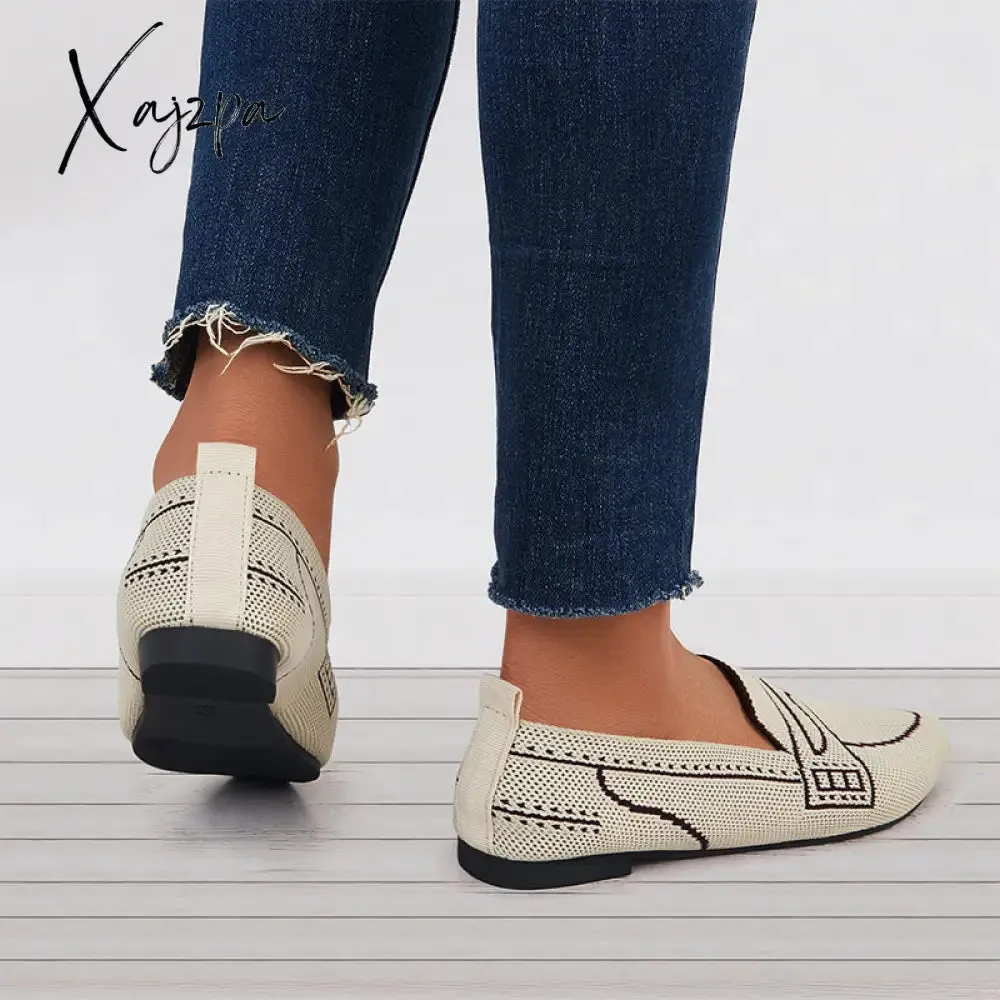 Xajzpa - Casual Pointed Toe Ballet Flats Knit Formal Walking Shoes