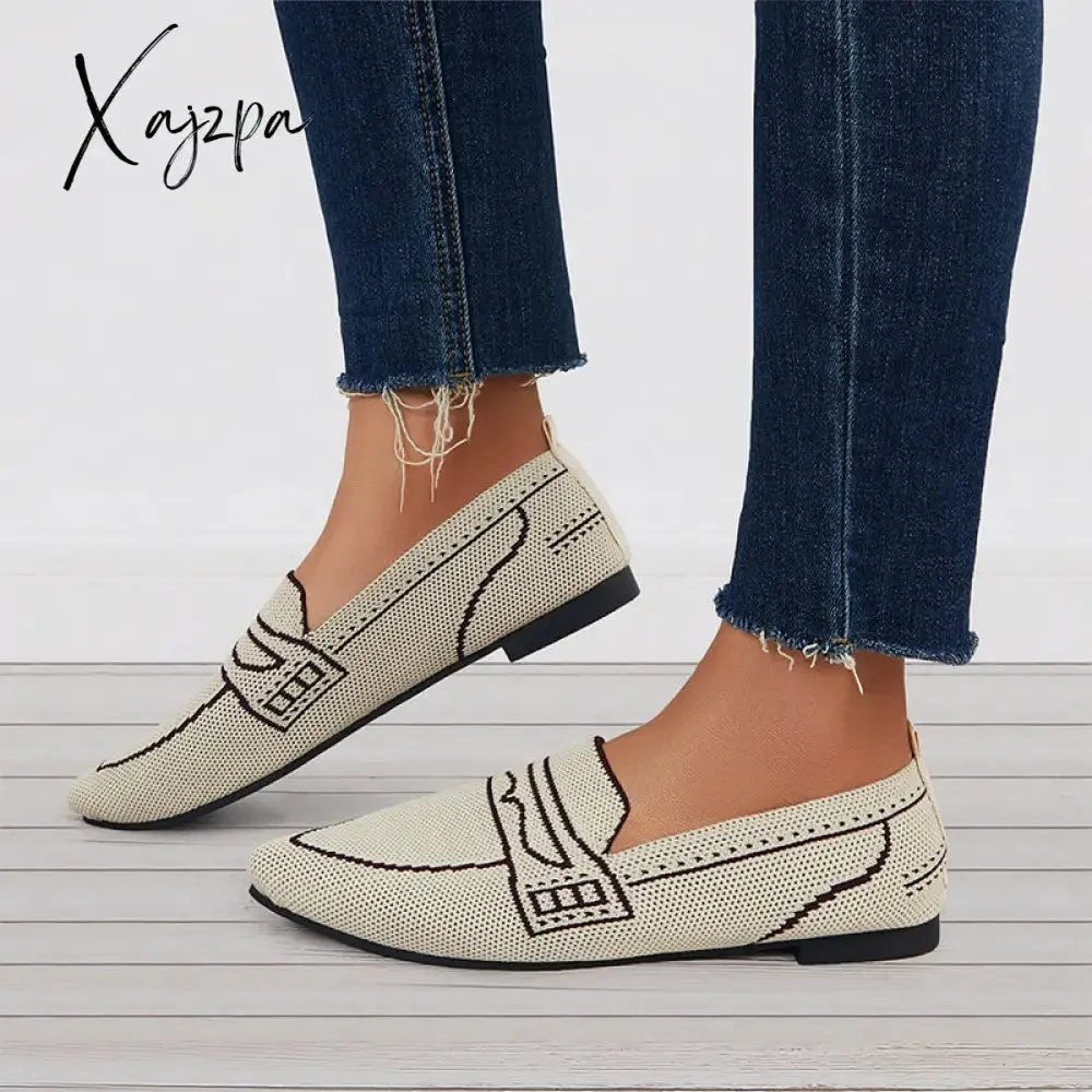 Xajzpa - Casual Pointed Toe Ballet Flats Knit Formal Walking Shoes