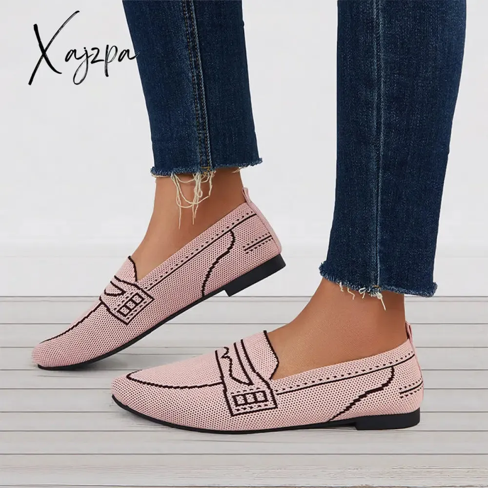 Xajzpa - Casual Pointed Toe Ballet Flats Knit Formal Walking Shoes