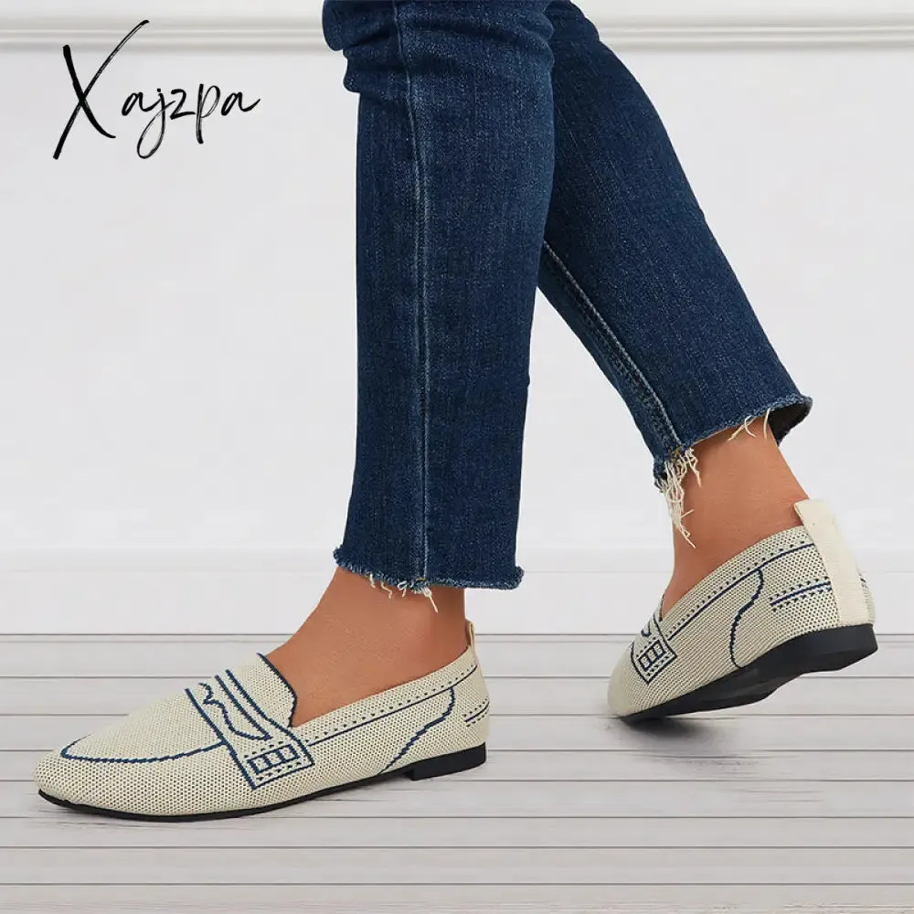 Xajzpa - Casual Pointed Toe Ballet Flats Knit Formal Walking Shoes