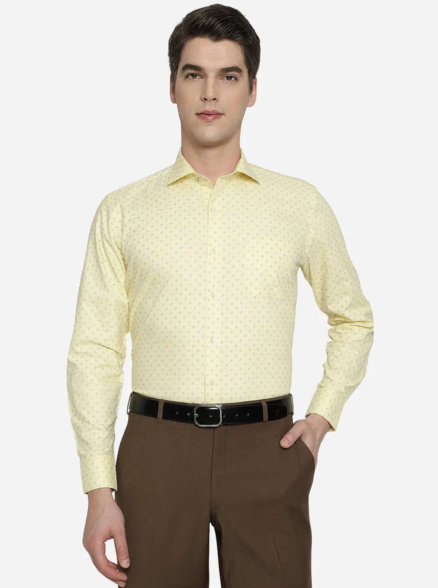 Yellow & Blue Printed Regular Fit Formal Shirt | Greenfibre