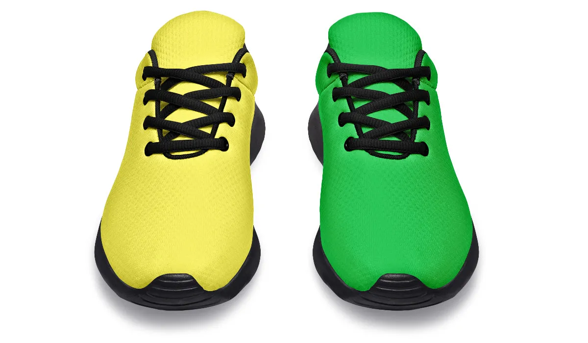 Yellow And Green Mismatch Sneakers