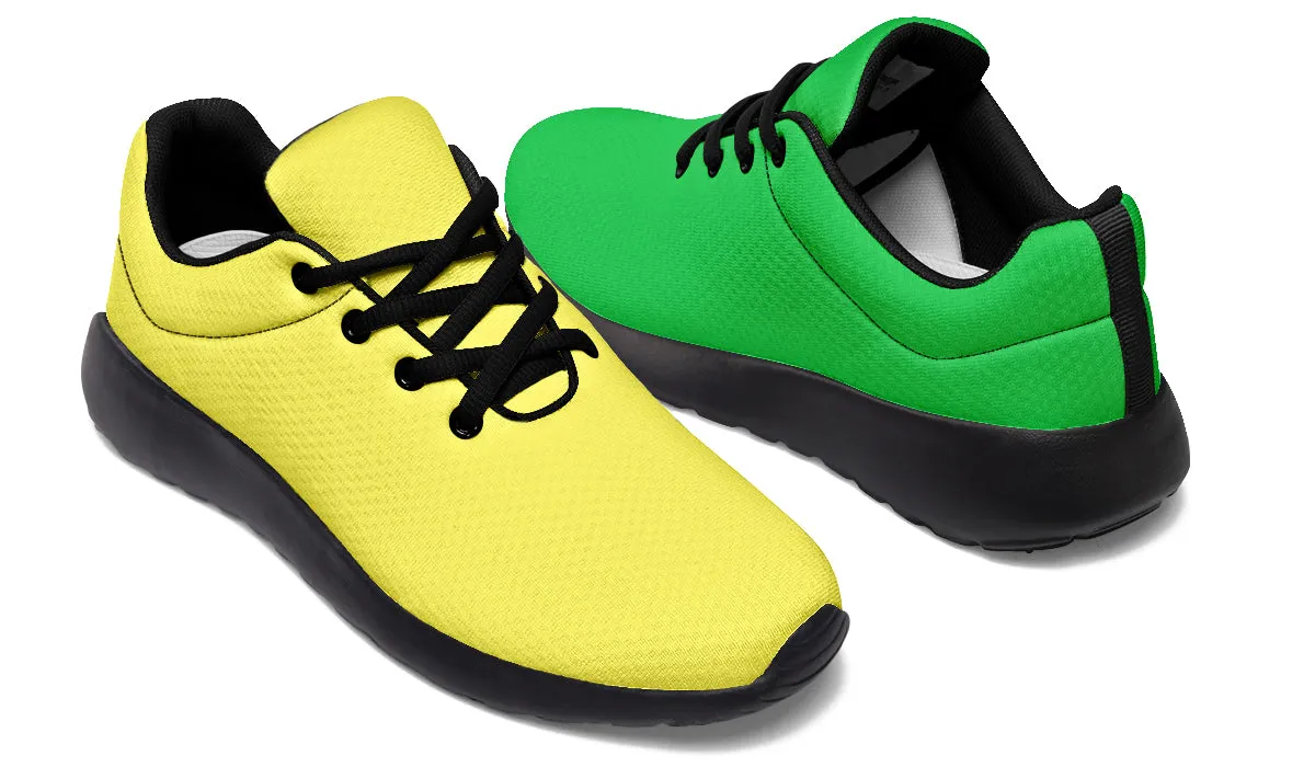 Yellow And Green Mismatch Sneakers